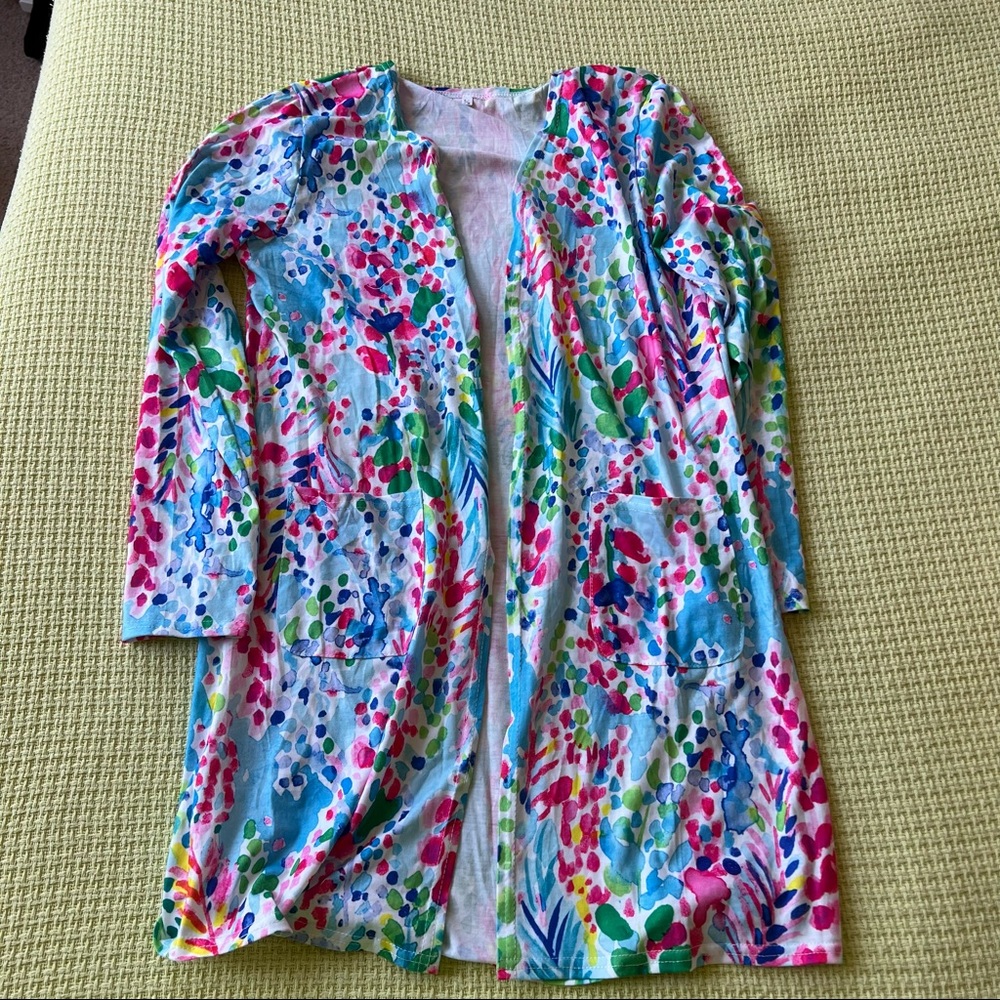 Colorful open cardigan style top